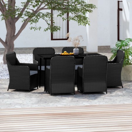 Juego de comedor de jardín 7 piezas con cojines negro by , Garden sets - Ref: Foro24-3099544, Price: 952,66 €, Discount: %