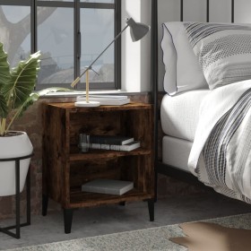 Mesitas de noche 2 uds patas de metal roble ahumado 40x30x50 cm de , Mesitas de noche - Ref: Foro24-813105, Precio: 43,16 €, ...