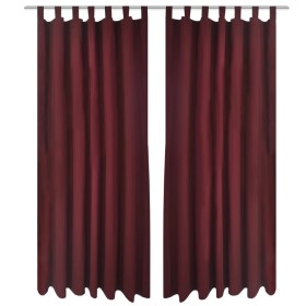 2 cortinas micro-satinadas con trabillas color burdeos, 140 x 245 cm de , Cortinas y visillos - Ref: Foro24-130364, Precio: 3...