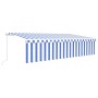 Manual retractable awning with blue and white blinds 6x3 m by vidaXL, Awnings - Ref: Foro24-3069356, Price: 584,70 €, Discoun...