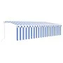 Manual retractable awning with blue and white blinds 6x3 m by vidaXL, Awnings - Ref: Foro24-3069356, Price: 546,63 €, Discoun...