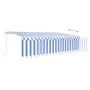 Toldo retráctil manual con persiana azul y blanco 6x3 m de vidaXL, Toldos - Ref: Foro24-3069356, Precio: 546,61 €, Descuento: %