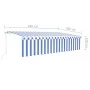 Manual retractable awning with blue and white blinds 6x3 m by vidaXL, Awnings - Ref: Foro24-3069356, Price: 546,63 €, Discoun...