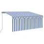 Retractable manual awning with blinds and blue and white LED lights 3x2.5 m by vidaXL, Awnings - Ref: Foro24-3069381, Price: ...