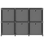 Estantería de 6 cubos con cajas de tela gris 103x30x72,5 cm