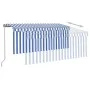 Retractable manual awning with blinds and blue and white LED lights 3x2.5 m by vidaXL, Awnings - Ref: Foro24-3069381, Price: ...