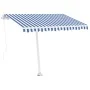 Blue and white manual retractable foot awning 300x250 cm by vidaXL, Awnings - Ref: Foro24-3069496, Price: 332,68 €, Discount: %