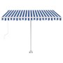 Blau-weiße manuell ausziehbare Fußmarkise 300x250 cm von vidaXL, Markisen - Ref: Foro24-3069496, Preis: 322,30 €, Rabatt: %