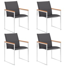 Sillas de jardín 4 unidades textilene y acero inoxidable gris by , Garden chairs - Ref: Foro24-46496, Price: 299,04 €, Discou...