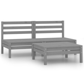 Conjunto de muebles de jardín 3 piezas madera maciza pino gris by , Garden sets - Ref: Foro24-806614, Price: 110,90 €, Discou...