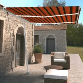 Automatic awning with wind sensor LED orange brown 350x250 cm by vidaXL, Awnings - Ref: Foro24-3069535, Price: 589,51 €, Disc...