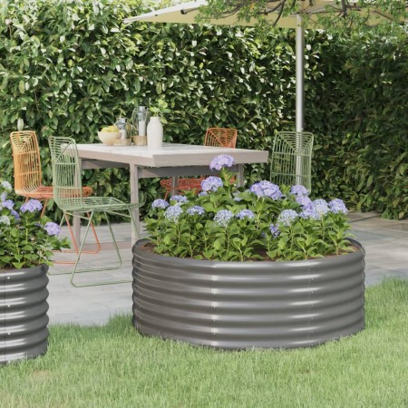 Jardinera arriate acero recubrimiento polvo gris 100x100x36 cm von , Töpfe und Pflanzgefäße - Ref: Foro24-318984, Preis: 36,9...