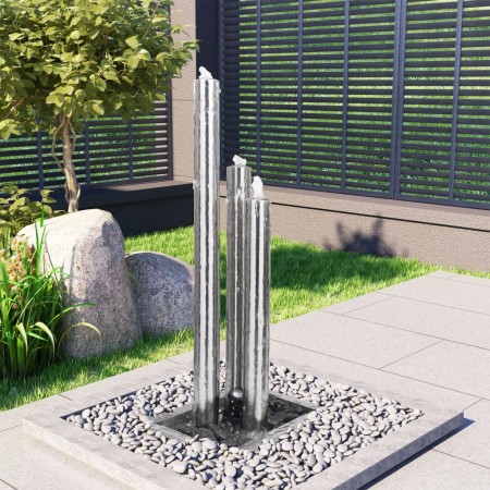 Fuente de jardín de acero inoxidable plateado 48x34x123 cm von , Brunnen und Wasserfälle - Ref: Foro24-48091, Preis: 430,07 €...