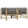 Set de muebles de jardín 2 piezas bambú y cojines gris oscuro