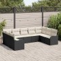 Conjunto de sofá de jardín con cojín 9 pcs Negro Poliratán