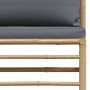 Set de muebles de jardín 2 piezas bambú y cojines gris oscuro