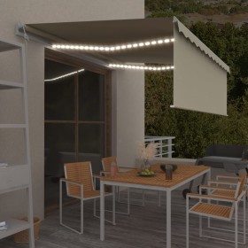 Automatische Markise mit LED-Beleuchtung und Windsensor, creme, 4,5x3 m. von vidaXL, Markisen - Ref: Foro24-3069332, Preis: 6...