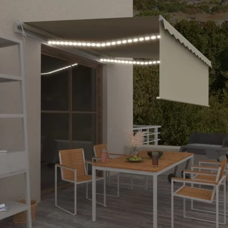 Toldo automático persiana LED sensor de viento crema 4,5x3 m by vidaXL, Awnings - Ref: Foro24-3069332, Price: 645,22 €, Disco...