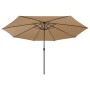 Sombrilla de jardín con luces LED gris taupe 400 cm von , Sonnenschirme - Ref: Foro24-312533, Preis: 102,38 €, Rabatt: %