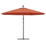 Sombrilla de jardín voladiza con luces LED terracota 350 cm by , Umbrellas - Ref: Foro24-313783, Price: 134,84 €, Discount: %
