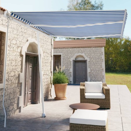 Retractable manual standing awning in orange and brown, 350x250 cm. by vidaXL, Awnings - Ref: Foro24-3069516, Price: 473,29 €...