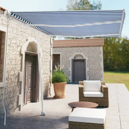 Retractable manual standing awning in orange and brown, 350x250 cm. by vidaXL, Awnings - Ref: Foro24-3069516, Price: 507,72 €...