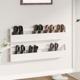 Estantes zapatos de pared 2 uds madera pino blanco 110x9x23cm by , Shoe racks and shoe organizers - Ref: Foro24-833276, Price...