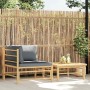 Set de muebles de jardín 2 piezas bambú y cojines gris oscuro