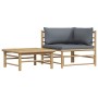 Set de muebles de jardín 2 piezas bambú y cojines gris oscuro