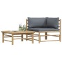 Set de muebles de jardín 2 piezas bambú y cojines gris oscuro