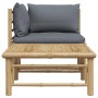 Set de muebles de jardín 2 piezas bambú y cojines gris oscuro