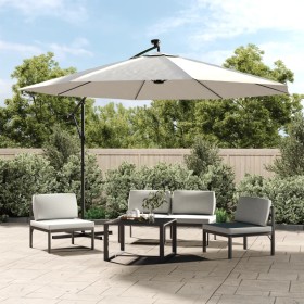 Sombrilla voladiza jardín con luces LED palo acero arena 350 cm by , Umbrellas - Ref: Foro24-44523, Price: 135,62 €, Discount: %
