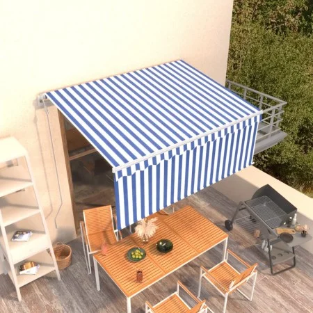 Automatic retractable awning with blue and white blind 3x2.5m by vidaXL, Awnings - Ref: Foro24-3069266, Price: 340,68 €, Disc...