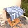 Automatic retractable awning with blue and white blind 3x2.5m by vidaXL, Awnings - Ref: Foro24-3069266, Price: 340,68 €, Disc...