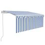 Automatic retractable awning with blue and white blind 3x2.5m by vidaXL, Awnings - Ref: Foro24-3069266, Price: 340,68 €, Disc...