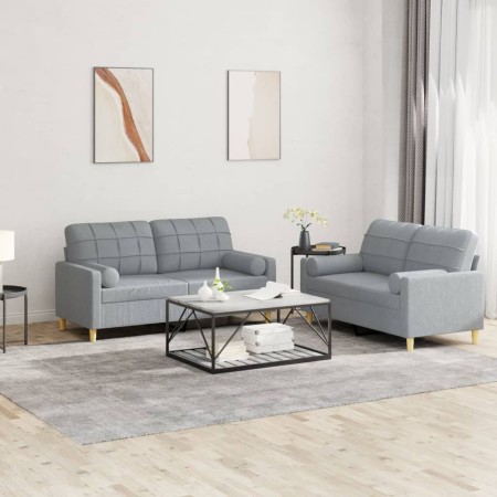 Juego de sofás con cojines 2 piezas tela gris claro von , Sofas - Ref: Foro24-3201290, Preis: 451,14 €, Rabatt: %