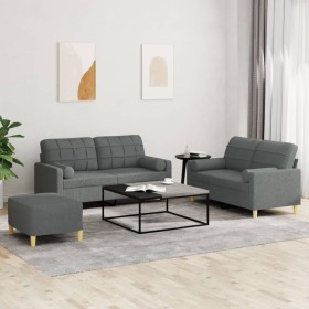 Juego de sofás con cojines 3 piezas tela gris oscuro by , Sofas - Ref: Foro24-3201299, Price: 498,56 €, Discount: %