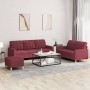 Juego de sofás con cojines 3 piezas tela rojo tinto by , Sofas - Ref: Foro24-3201320, Price: 466,95 €, Discount: %