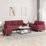Juego de sofás con cojines 3 piezas tela rojo tinto by , Sofas - Ref: Foro24-3201336, Price: 498,47 €, Discount: %