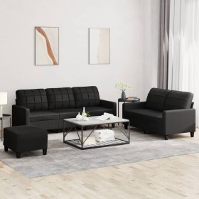 Juego de sofás con cojines 3 piezas cuero sintético negro de , Sofás - Ref: Foro24-3201383, Precio: 525,97 €, Descuento: %