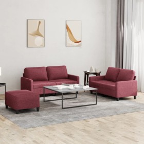 Juego de sofás con cojines 3 piezas tela rojo tinto by , Sofas - Ref: Foro24-3201458, Price: 451,78 €, Discount: %