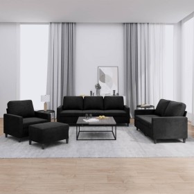Juego de sofás con cojines 4 piezas terciopelo negro by , Sofas - Ref: Foro24-3201491, Price: 697,98 €, Discount: %