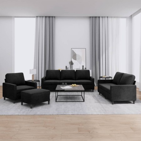 Juego de sofás con cojines 4 piezas terciopelo negro by , Sofas - Ref: Foro24-3201491, Price: 699,00 €, Discount: %