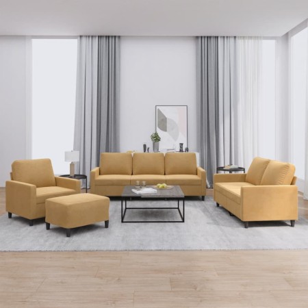Juego de sofás con cojines 4 piezas terciopelo marrón by , Sofas - Ref: Foro24-3201493, Price: 664,44 €, Discount: %