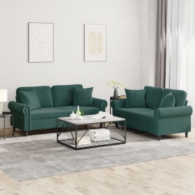 Juego de sofás con cojines 2 piezas terciopelo verde oscuro by , Sofas - Ref: Foro24-3202232, Price: 569,21 €, Discount: %