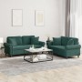 Juego de sofás con cojines 2 piezas terciopelo verde oscuro by , Sofas - Ref: Foro24-3202232, Price: 569,21 €, Discount: %