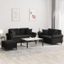 Juego de sofás con cojines 3 piezas terciopelo negro by , Sofas - Ref: Foro24-3202245, Price: 553,30 €, Discount: %
