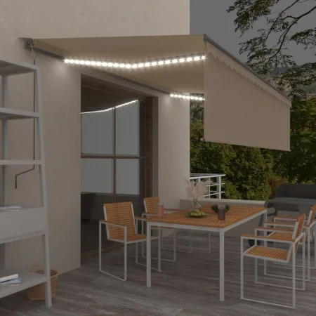 Toldo automático persiana LED sensor de viento crema 5x3 m by vidaXL, Awnings - Ref: Foro24-3069472, Price: 667,12 €, Discoun...