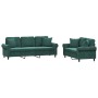 Juego de sofás con cojines 2 piezas terciopelo verde oscuro by , Sofas - Ref: Foro24-3202272, Price: 602,34 €, Discount: %