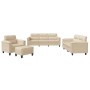 Juego de sofás con cojines 4 piezas tela microfibra crema by , Sofas - Ref: Foro24-3202300, Price: 857,04 €, Discount: %